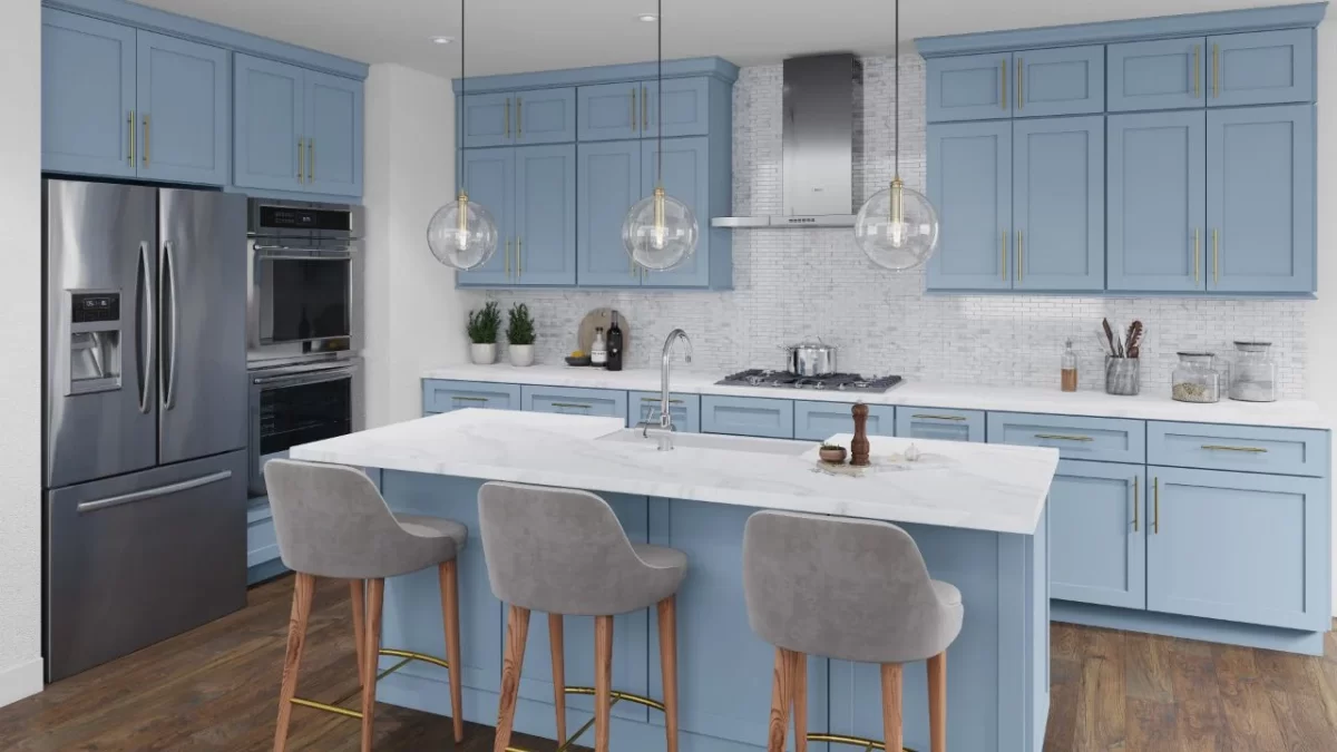Forevermark XTerra Blue Shaker Kitchen Cabinets: Modern Twist on Classic Design