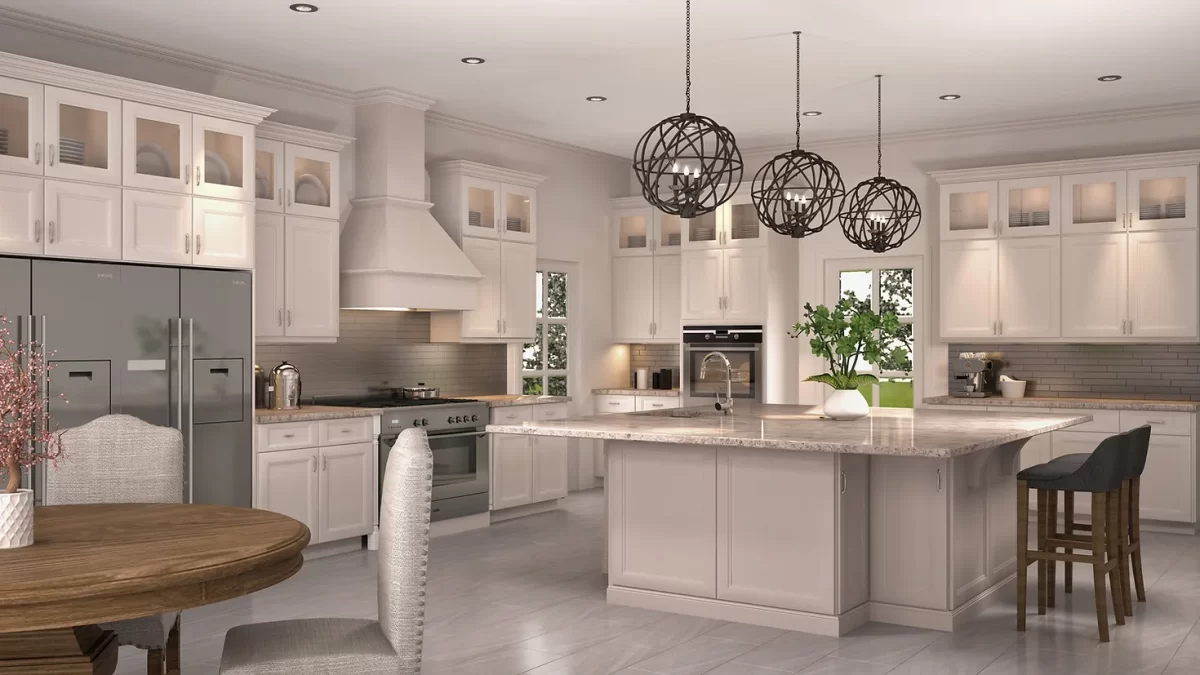 Timeless Elegance in Rich Wood Tone Cabinets