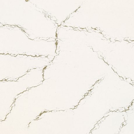 Berkshire Brass Sculpted™: Modern Brass Veins on Marbled White - Kitchen Countertop