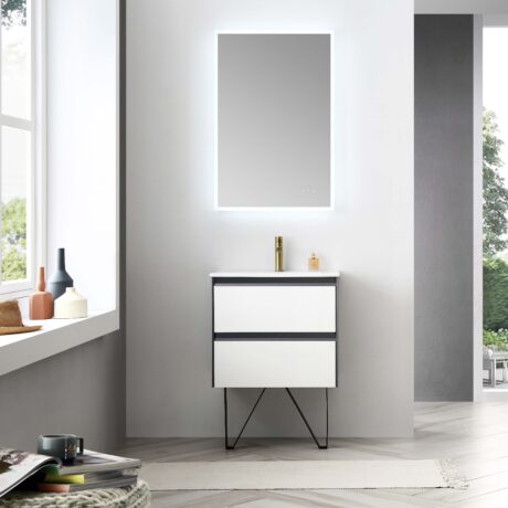 Berlin – 24 Inch Vanity – Glossy White & Glossy GreyBerlin – 24 Inch Vanity – Glossy White & Glossy Grey